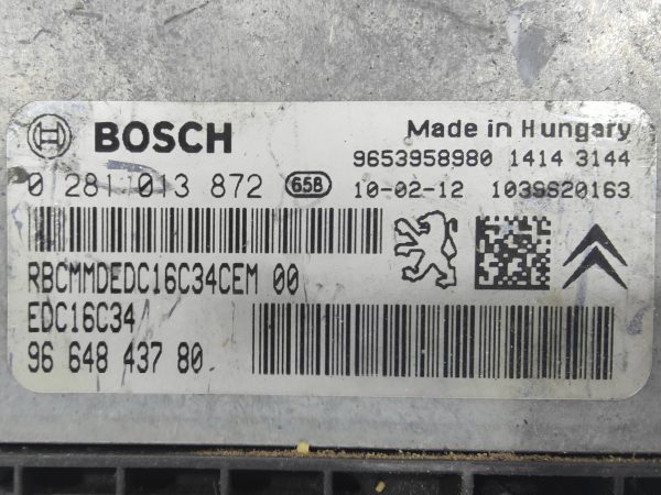 10883-2 ECU de motor Peugeot Citroen 1.6 HDI 2010, Ref: 10883-K3B5