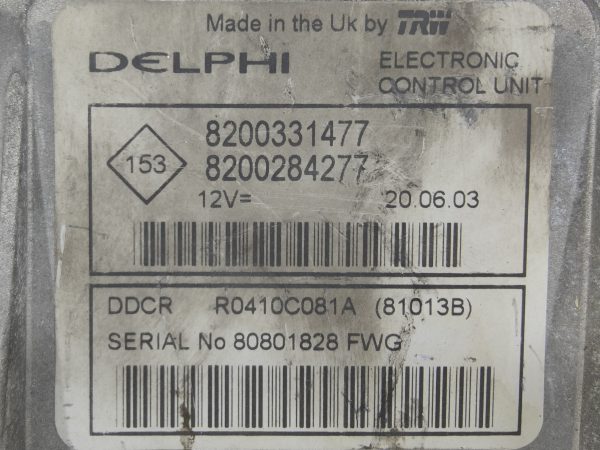 ECU de motor Renault CLIO II 1.5 DCI 65HP , Ref: 10889-K3A7