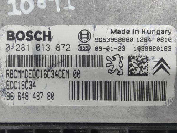 ECU de motor Peugeot Citroen 1.6 HDI , Ref: 10891-K3A7