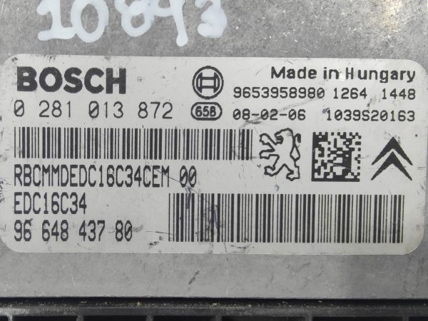 ECU de motor Peugeot Citroen 1.6 HDI 2008, Ref: 10893-K3A7
