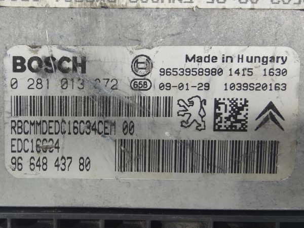 ECU de motor Peugeot Citroen 1.6 HDI 2009, Ref: 10895-K3A7