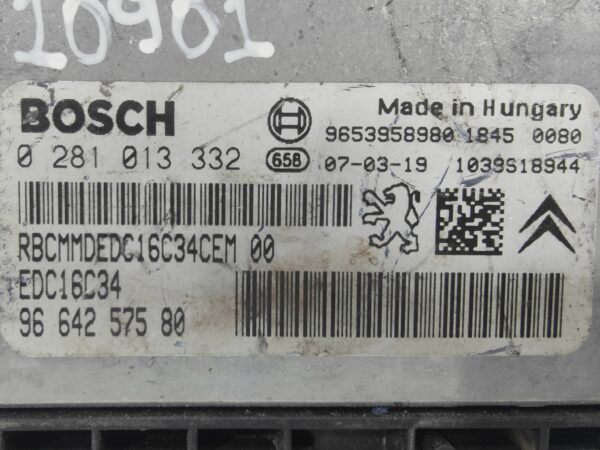 ECU de motor Peugeot Citroen 1.6 HDI 2007, Ref: 10901-K3B6