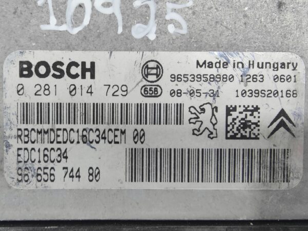 ECU de motor Citroen C4 1.6 HDI 2008, Ref: 10925-K3B7
