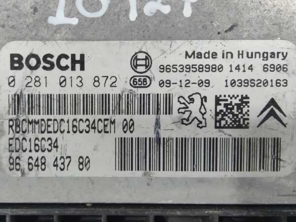 ECU de motor Peugeot Citroen 1.6 HDI 2009, Ref: 10927-K3B7