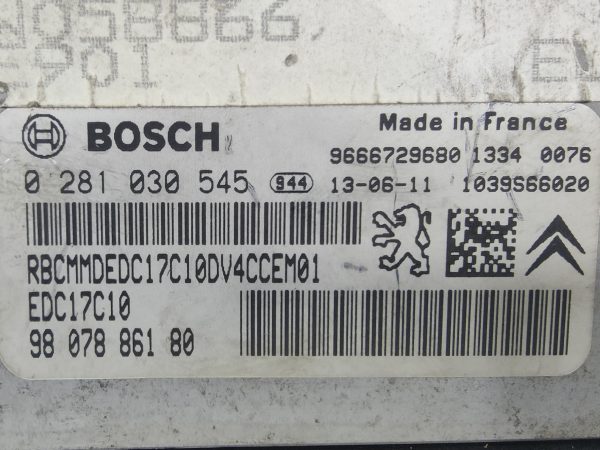 ECU de motor Peugeot Citroen 1.4 HDI 2013, Ref: 10942-K3B8