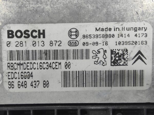 ECU de motor Peugeot Citroen 1.6 HDI 2009, Ref: 10944-K3B8