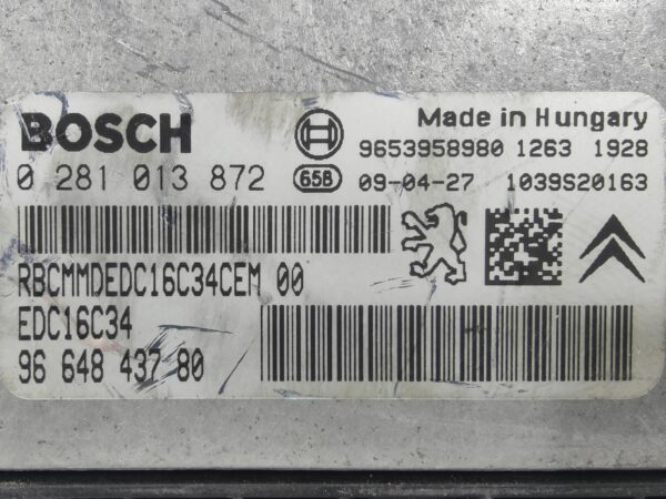 ECU de motor Peugeot Citroen 1.6 HDI 2009, Ref: 10992-K3B12
