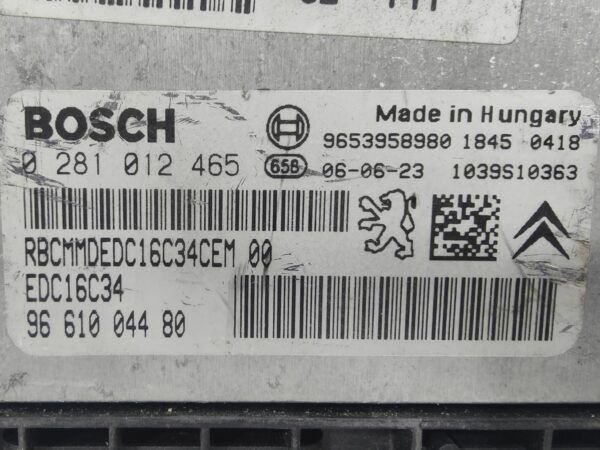 ECU de motor Peugeot 207 1.6 HDI 80KW 109HP L4 16V 9HZ 9H01 DV6TED4 , Ref: 8097-K3B6