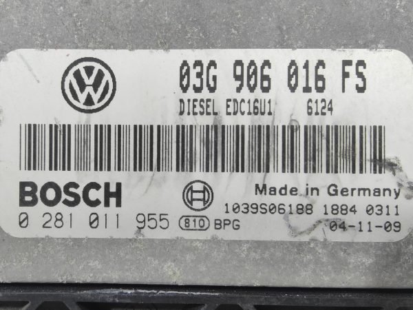 ECU de motor Volkswagen Golf 1.9 TDI 2004, Ref: 8227-K3B12