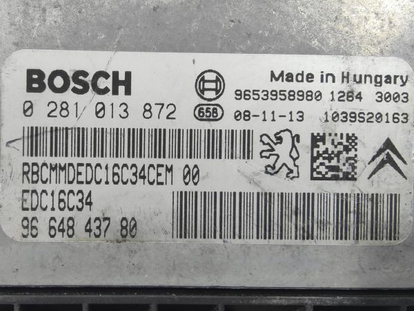 11005-2 ECU de motor Peugeot Citroen 1.6 HDI 2008, Ref: 11005-K3C12